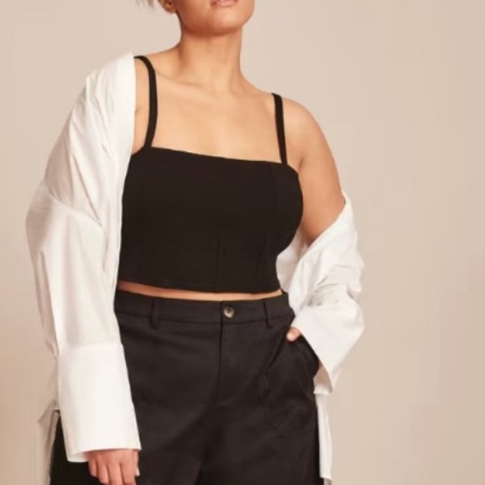 ll . Honore’ Shayla Corset Cropped Style Tank Top Black Plus Size 1 (14-16)